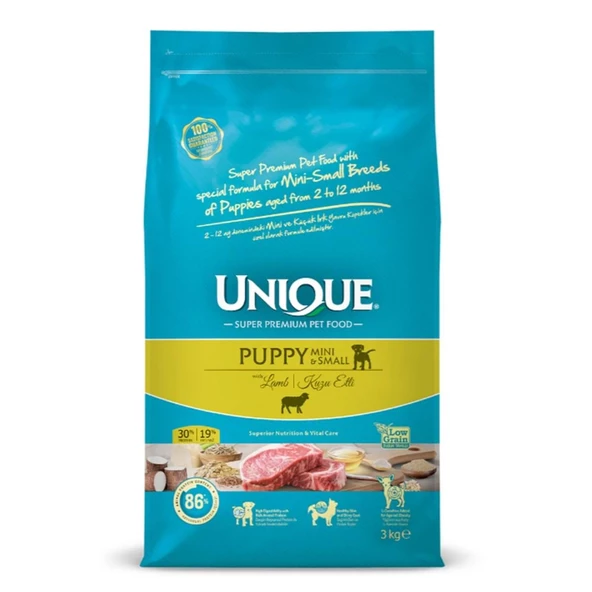 Unique Medium Kuzu Etli Tüm Irklar Yavru Kuru Köpek Maması 3 kg