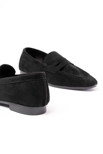 Siyah Süet Günlük Kadın Babet - Resim 5