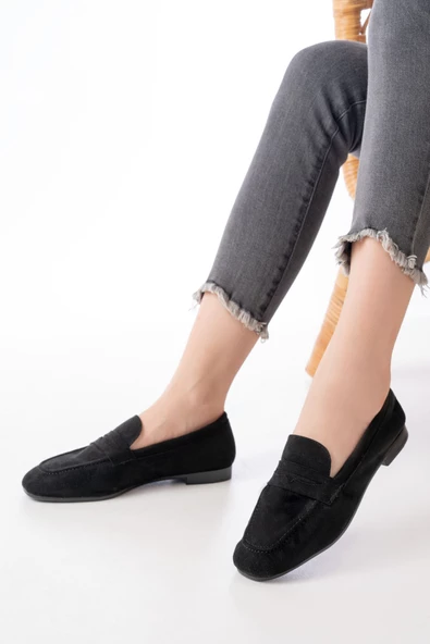 Siyah Süet Günlük Kadın Babet - Resim 2