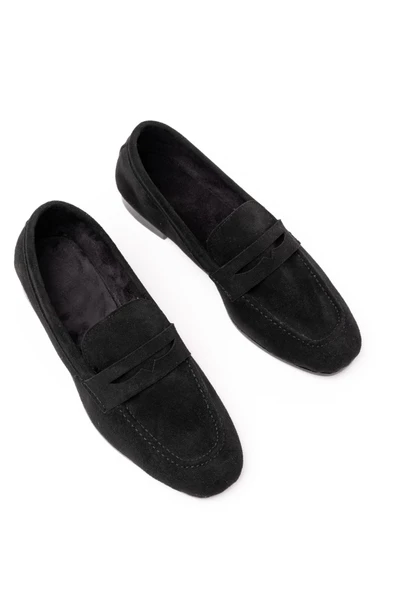 Siyah Süet Günlük Kadın Babet - Resim 4