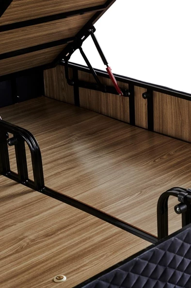 Star Baza ve Başlık Seti 140x190 cm Çift Kişilik Antrasit Keten Kumaşlı Lüks Baza ve Başlık Takımı - Resim 4