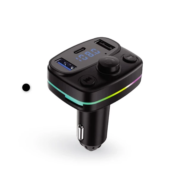 FM Transmitter Müzik Oynatıcı Kablosuz Bağlantı + Araç Şarjı RGB Type-C AFT10