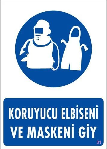 Koruyucu Kıyafet Giy Uyarı Levhası 25x35 KOD:31 - 1