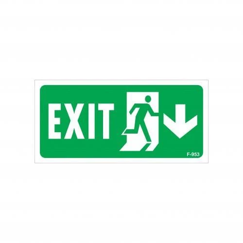 Exit Aşağı Sağ Ok İşaretli Uyarı Levhası 17,5x25 KOD:953