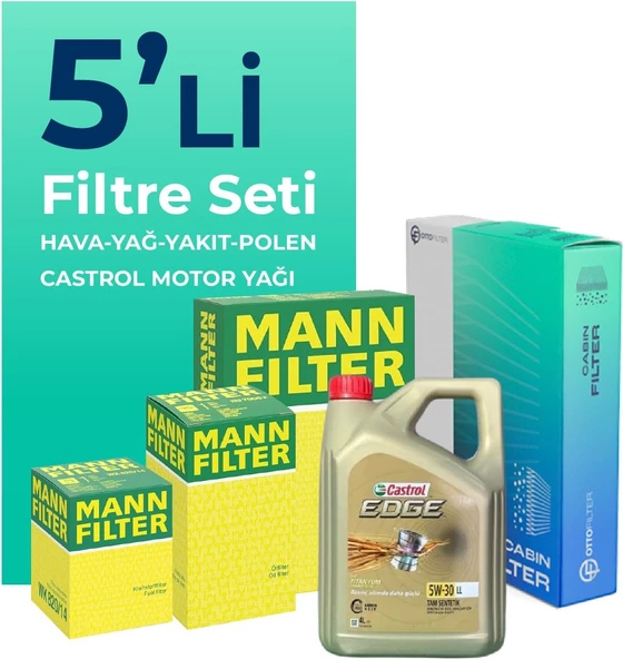 Mann Fılter Mann Audi Q7 3.0 Tdı Castrol Motor Yağlı Filtre Bakım Seti (2011-2016) 5li