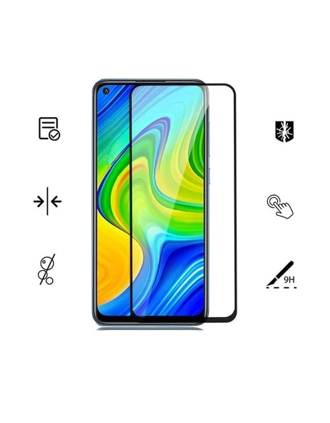 Xiaomi Redmi Note 9 İle Uyumlu Kırılmaz Cam 9D Tam Kapatan Süper Glass