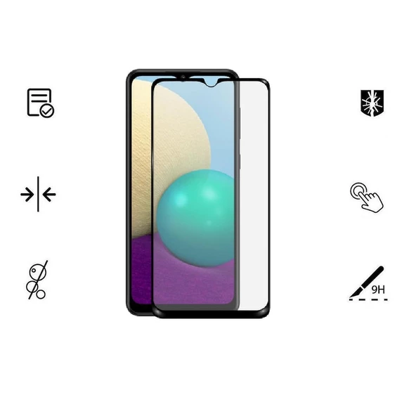 Samsung Galaxy A02S İle Uyumlu Kırılmaz Cam 9D Tam Kapatan Süper Glass