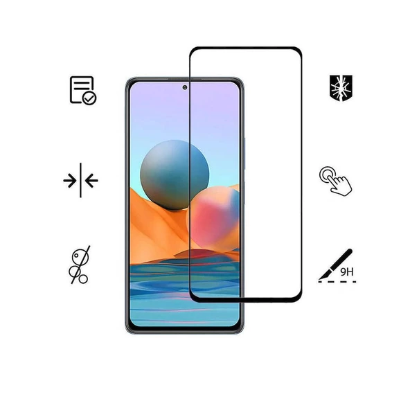 Xiaomi Redmi Note 10 Pro İle Uyumlu Kırılmaz Cam 9D Tam Kapatan Süper Glass