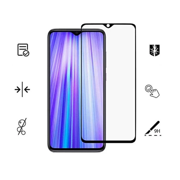 Xiaomi Redmi Note 8 Pro İle Uyumlu Kırılmaz Cam 9D Tam Kapatan Süper Glass