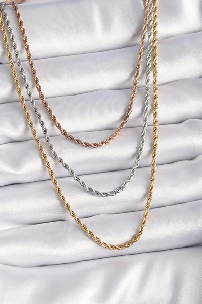 316L Çelik Mix Renk Burgu Zincir Model Kadın Kolye ürün görseli 1