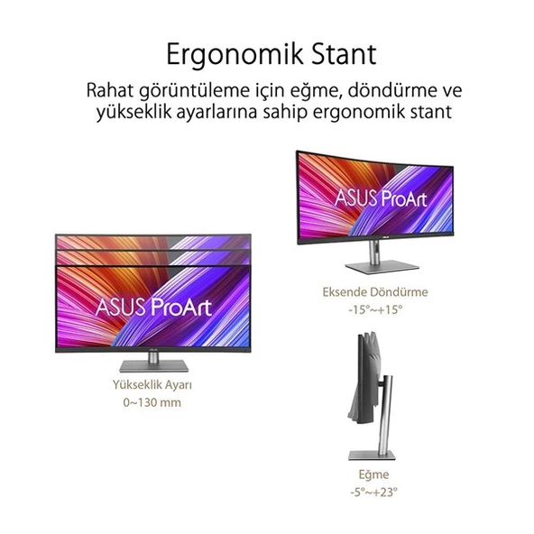 ASUS 34" VA PROART PA34VCNV 5MS 60HZ HDMI-DP KAVISLI GRAFİK TASARIM MONİTÖRÜ 3440X1440 - Resim 10