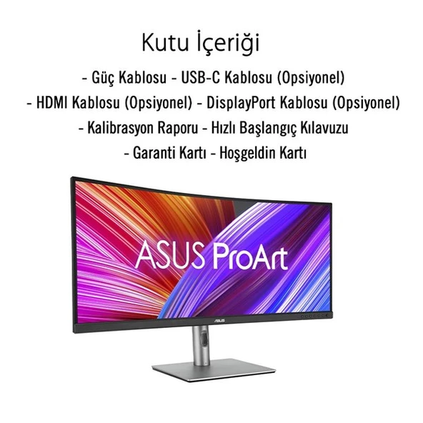 ASUS 34" VA PROART PA34VCNV 5MS 60HZ HDMI-DP KAVISLI GRAFİK TASARIM MONİTÖRÜ 3440X1440 - Resim 9