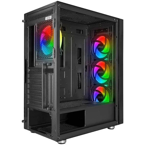 POWERBOOST VK-G3506S 4-RGB RIGN FANLI GAMING MID-TOWER PC KASASI - Resim 4
