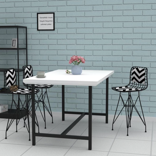 Knsz ufak boy tel bar sandalyesi 1 li uslu syhaldo sırt minderli 55 cm oturma yüksekliği mutfak bahçe cafe ofis - Resim 3