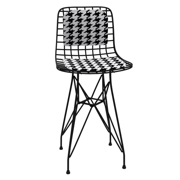 Knsz ufak boy tel bar sandalyesi 1 li uslu syhkono sırt minderli 55 cm oturma yüksekliği mutfak bahçe cafe ofis - Resim 2