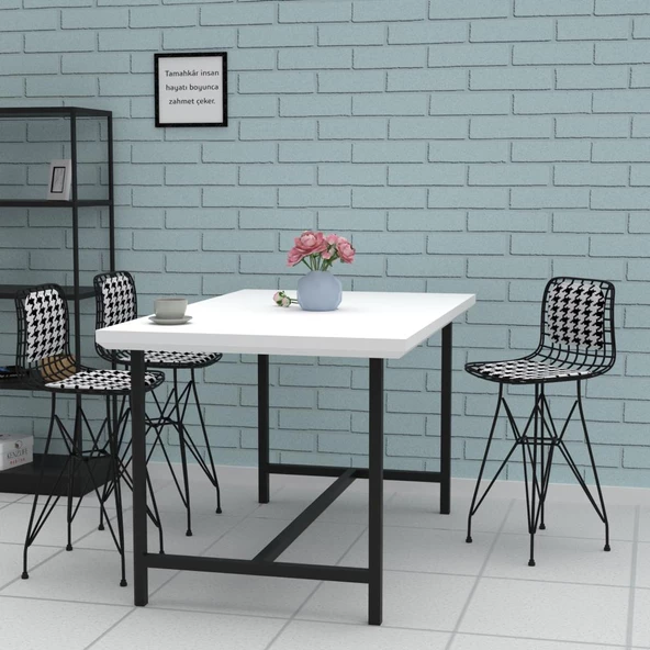 Knsz ufak boy tel bar sandalyesi 1 li uslu syhkono sırt minderli 55 cm oturma yüksekliği mutfak bahçe cafe ofis - Resim 3