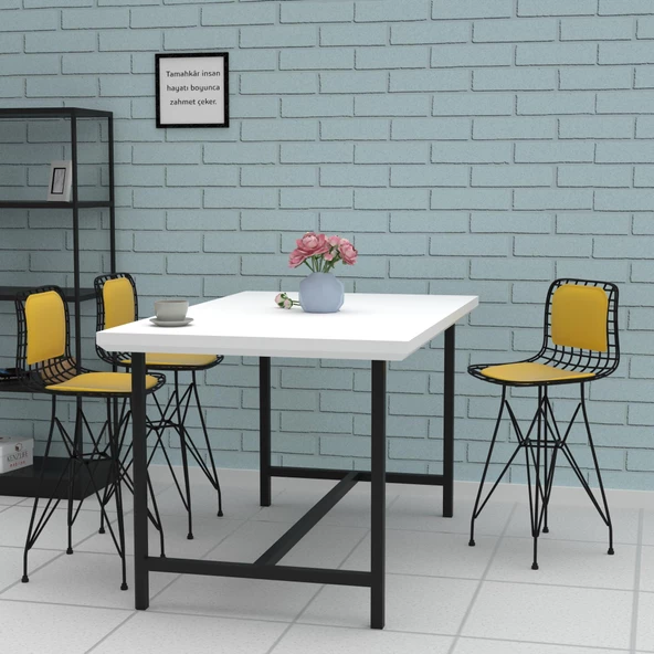 Knsz ufak boy tel bar sandalyesi 1 li uslu syhsrı sırt minderli 55 cm oturma yüksekliği mutfak bahçe cafe ofis ürün görseli