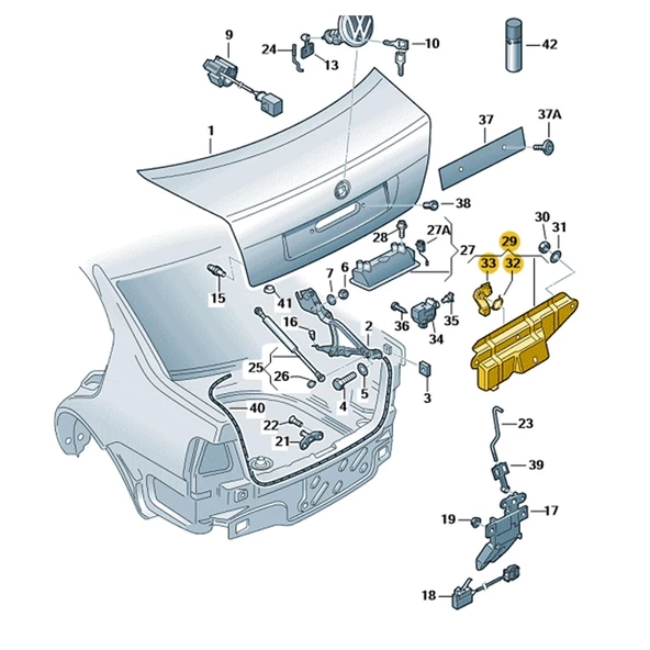 VW Bora Sedan 1999-2005 Arka Bagaj Kilit Taşıyıcı Sac 1J5827425F - 3