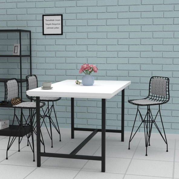 Knsz ufak boy tel bar sandalyesi 1 li uslu syhtalen sırt minderli 55 cm oturma yüksekliği mutfak bahçe cafe ofis - Resim 3