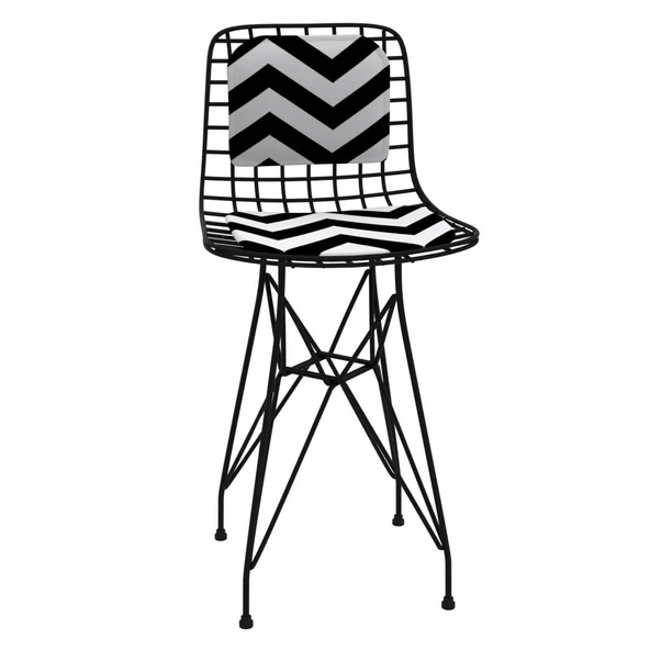 Knsz ufak boy tel bar sandalyesi 1 li uslu syhaldo sırt minderli 55 cm oturma yüksekliği mutfak bahçe cafe ofis - Resim 2