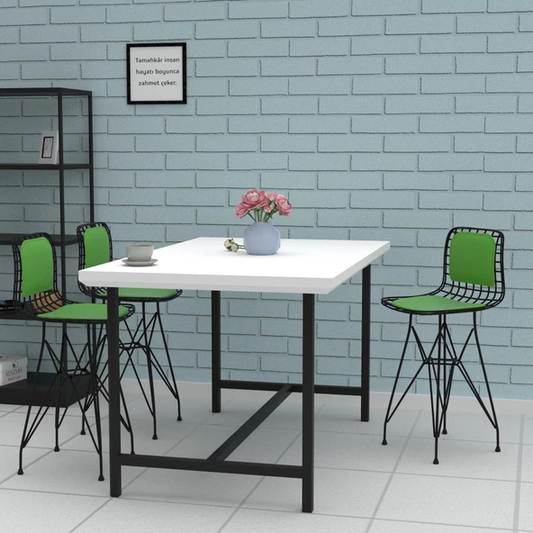 Knsz ufak boy tel bar sandalyesi 1 li uslu syhyşl sırt minderli 55 cm oturma yüksekliği mutfak bahçe cafe ofis ürün görseli 1