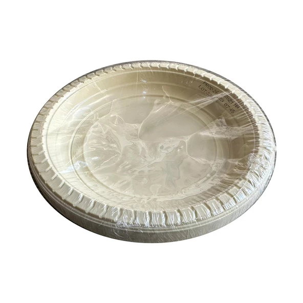 Roll-Up Kullan At Renkli Krem Renk Parti Davet Plastik Tabak - 22 Cm. - 25 Adetlik Paket