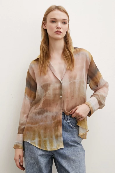 Krinkıl Desenli Gömlek Taş ürün görseli 1