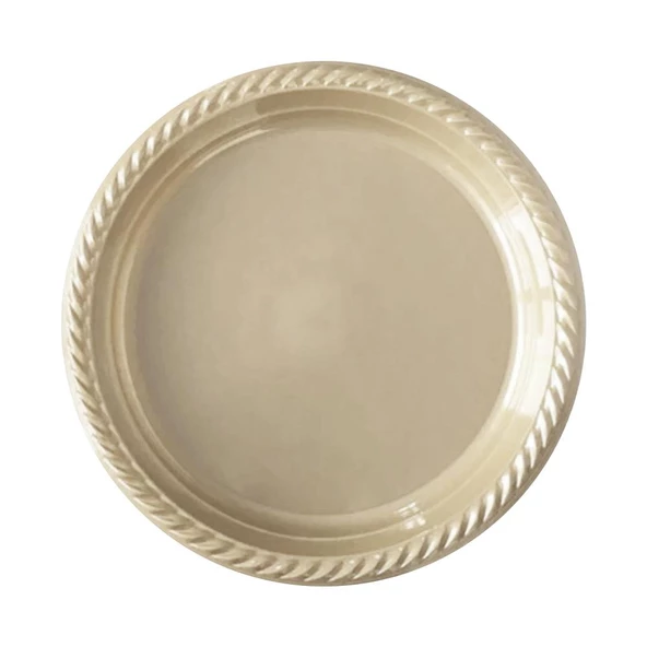 Roll-Up Kullan At Renkli Krem Renk Parti Davet Plastik Tabak - 22 Cm. - 25 Adetlik 10 Paket - Resim 3