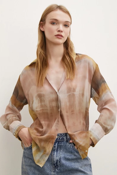 Krinkıl Desenli Gömlek Taş - Resim 6