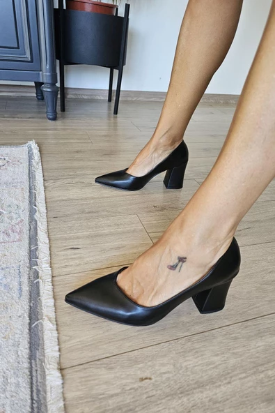 10 1817 Topukla Kadın Kalın Topuklu Stiletto Ayakkabı - 5