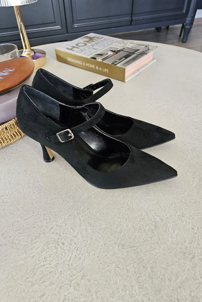 10 1103 Topukla Kadın Bilekden Bağlamalı Kısa Topuklu Sivri Burun Ayakkabı - 8