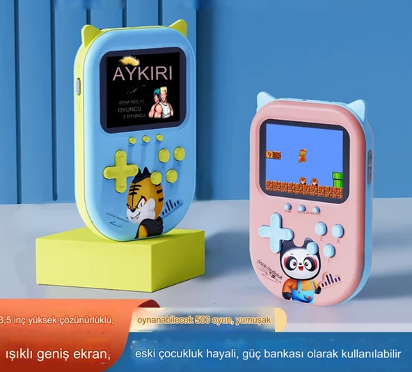 QASUL 3.5 inç 500 Taşınabilir Çift El Oyuncu Mini Retro Konsolu TV Oyunu Kutusu Klasik - 2