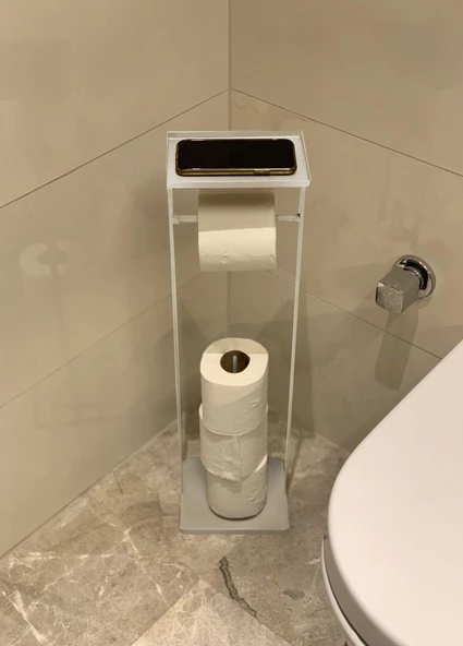 The Mia Tepsili Tuvalet Kağıdı Standı Beyaz 54x15x12 cm GLV0691 - 4