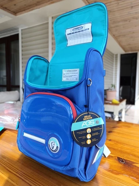 Hello Dragon Okul Çantası Omurga Koruyucu Kırmızı Mavi - Resim 5