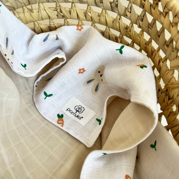 Pamuka Çift Taraflı Müslin Battaniye-Puantiyeli - Resim 2