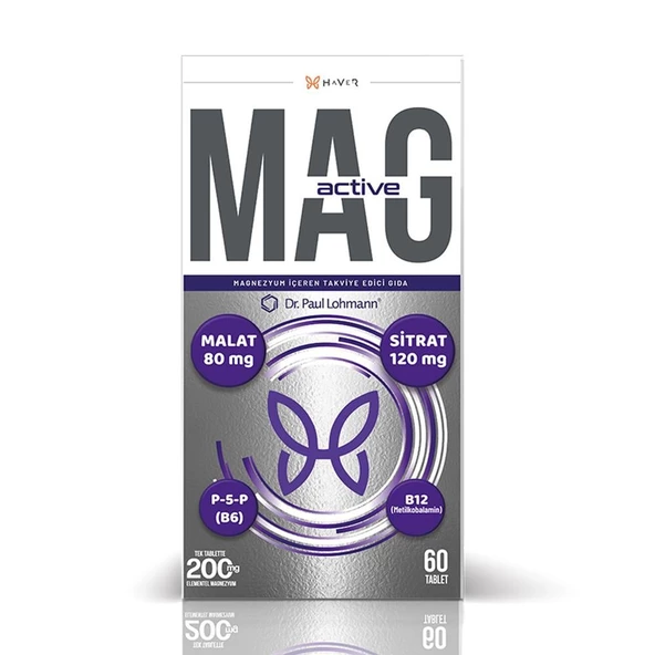 HAVER MAG ACTİVE MAGNEZYUM İÇEREN TAKVİYE EDİCİ GIDA 60TABLET 98,88G
