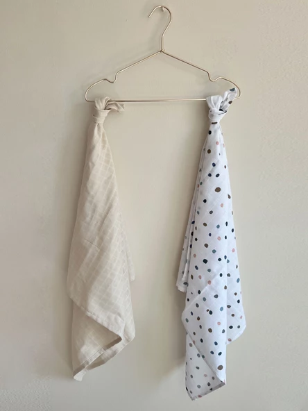 Pamuka 2'li Müslin Battaniye Puantiye-Bej - 3