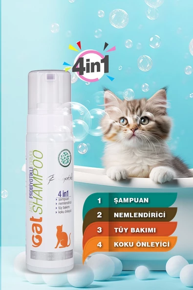 Vetorin 4 In 1 Kedi Şampuanı, Koku Önleyici, Nemlendirici, Doğal Tüy Bakımı, Pet Koku Giderici