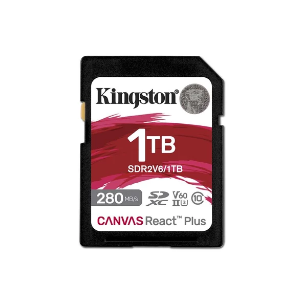 Kingston SDR2V6-1TB Canvas React Plus SDXC UHS-II 280R-150W U3 V60 for Full HD-4K SD Hafıza Kartı