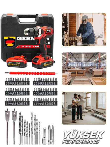 Germany Style Alman MS-540VF Çift Metal Şanzuman Çift Akü Şarjlı Matkap Akülü Vidalama 84 Parça - 2