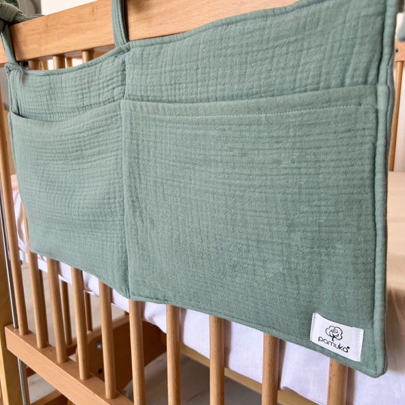 Pamuka Müslin Beşik Organizer-Yeşil - Resim 4