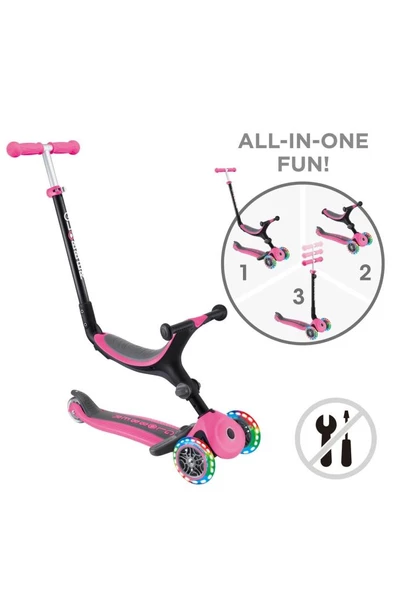 Globber Go Up Foldable Plus Işıklı Scooter - Pembe