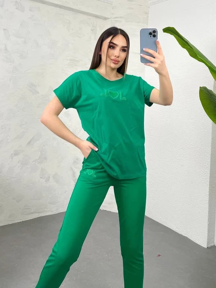 Kadın Nakış Detaylı Basic Eşofman Takımı 3814-23 - 5