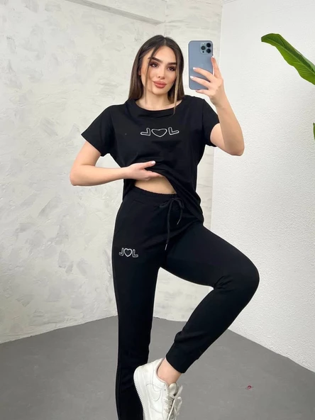 Kadın Nakış Detaylı Basic Eşofman Takımı 3814-23 - 3