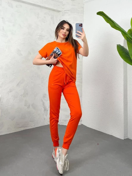 Kadın Nakış Detaylı Basic Eşofman Takımı 3814-23 - 12