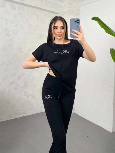 Kadın Nakış Detaylı Basic Eşofman Takımı 3814-23 - 2