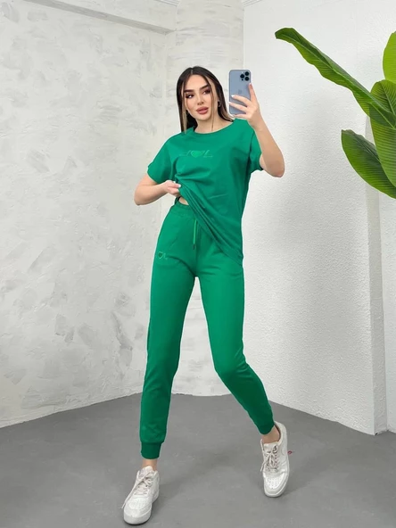 Kadın Nakış Detaylı Basic Eşofman Takımı 3814-23 - 6