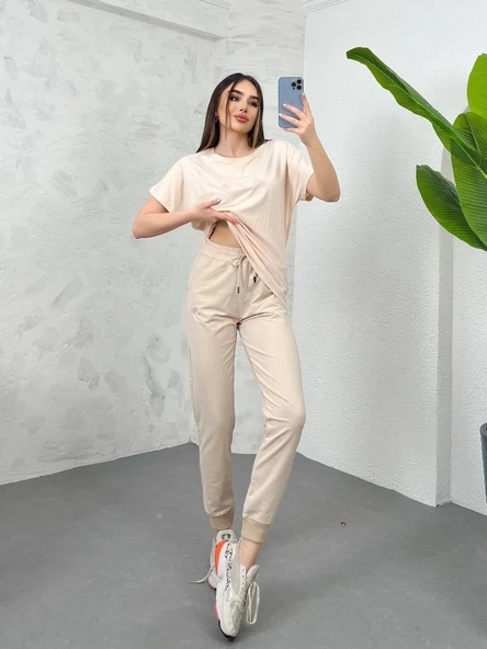 Kadın Nakış Detaylı Basic Eşofman Takımı 3814-23 - 8