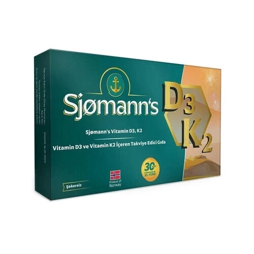 Sjomann’s Sjomann’s Vitamin D3 ve K2 İçeren Takviye Edici Gıda 30 Adet Çiğnenebilir Jel Form30 Adet Çiğnenebilir Jel For