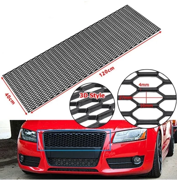 Audi Dizayn 3D Style ABS Plastik Panjur Teli 120x40 cm Siyah - 1